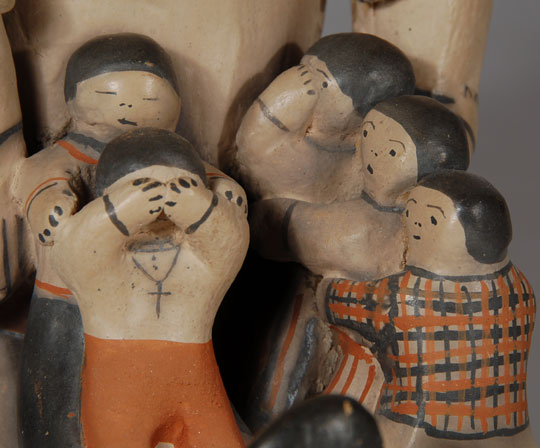 Male Storyteller Figurine with 10 Children Everyone knows that Helen Cordero made the first storyteller figurine in 1964 as a tribute to her grandfather who was a storyteller at the pueblo. Alexander Girard, the great folk art collector, encouraged her to create more by purchasing all she made in the early days.