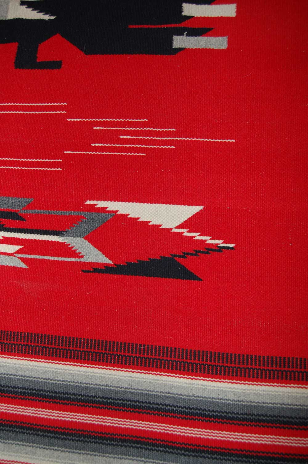 Large Red Chimayo Blanket with Thunderbird Design Other Fine