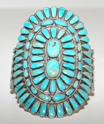 Large Cluster Blue Gem Diné Bracelet - Southwest Indian Jewelry - Diné ...