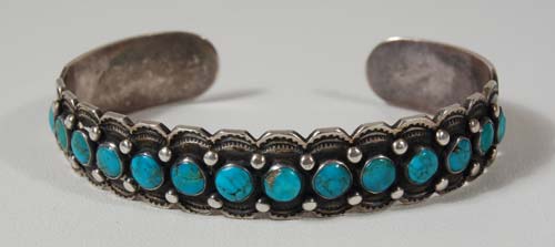 Fred Harvey Era Silver and Turquoise Bracelet - Southwest Indian