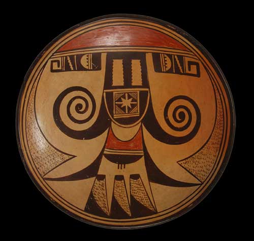 Hopi Pueblo Polychrome Bowl with Sikyatki Style Bird Design by Fannie ...