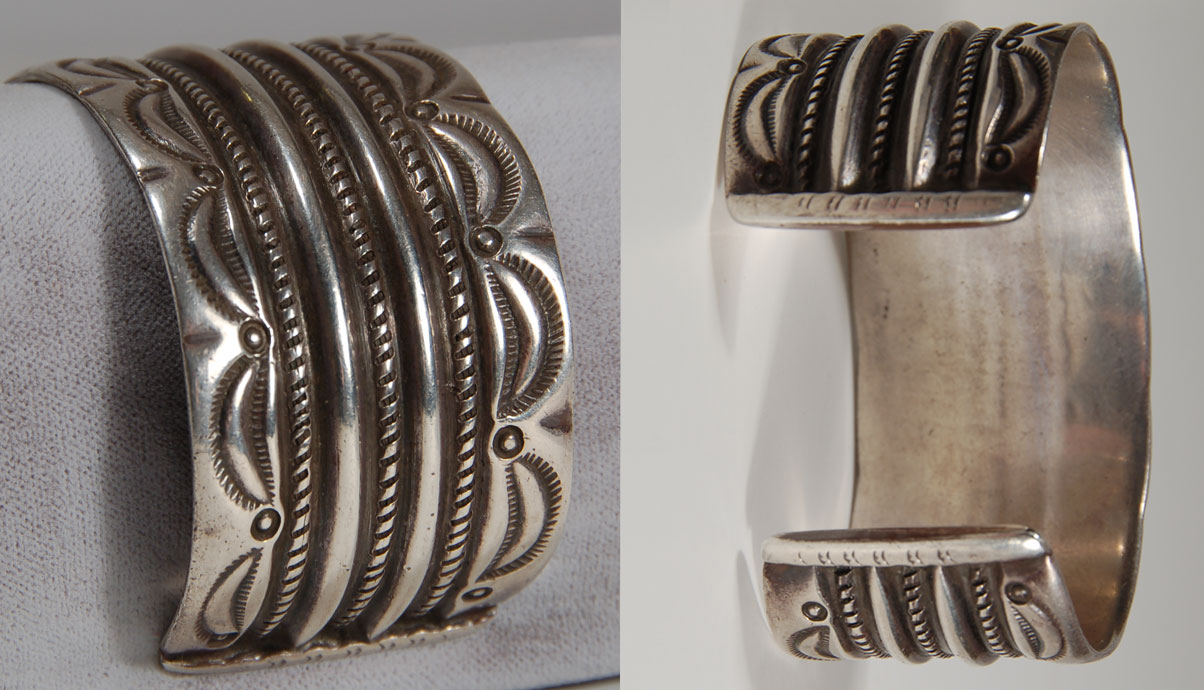 Dine Navajo Wide Ingot Silver Bracelet - Adobe Gallery, Santa Fe