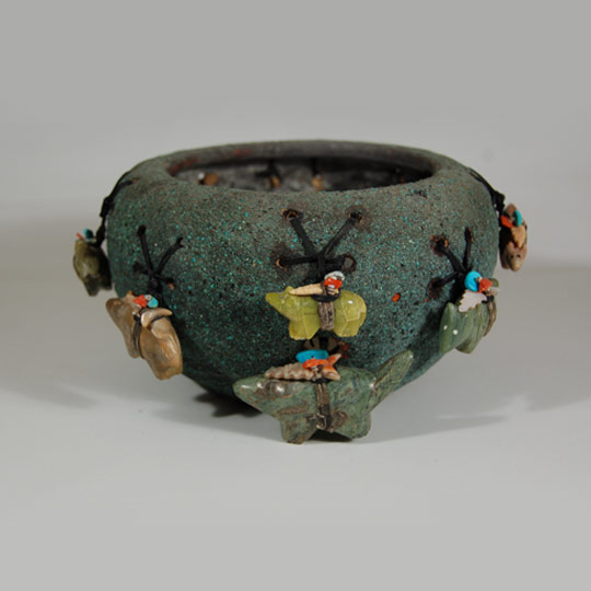 Contemporary Bowl Leki | Gallery, Fetishes Pueblo Southwest Zuni | Edna | Indian Encrusted Pottery Zuni Adobe Pueblo Fe Santa Turquoise with | -