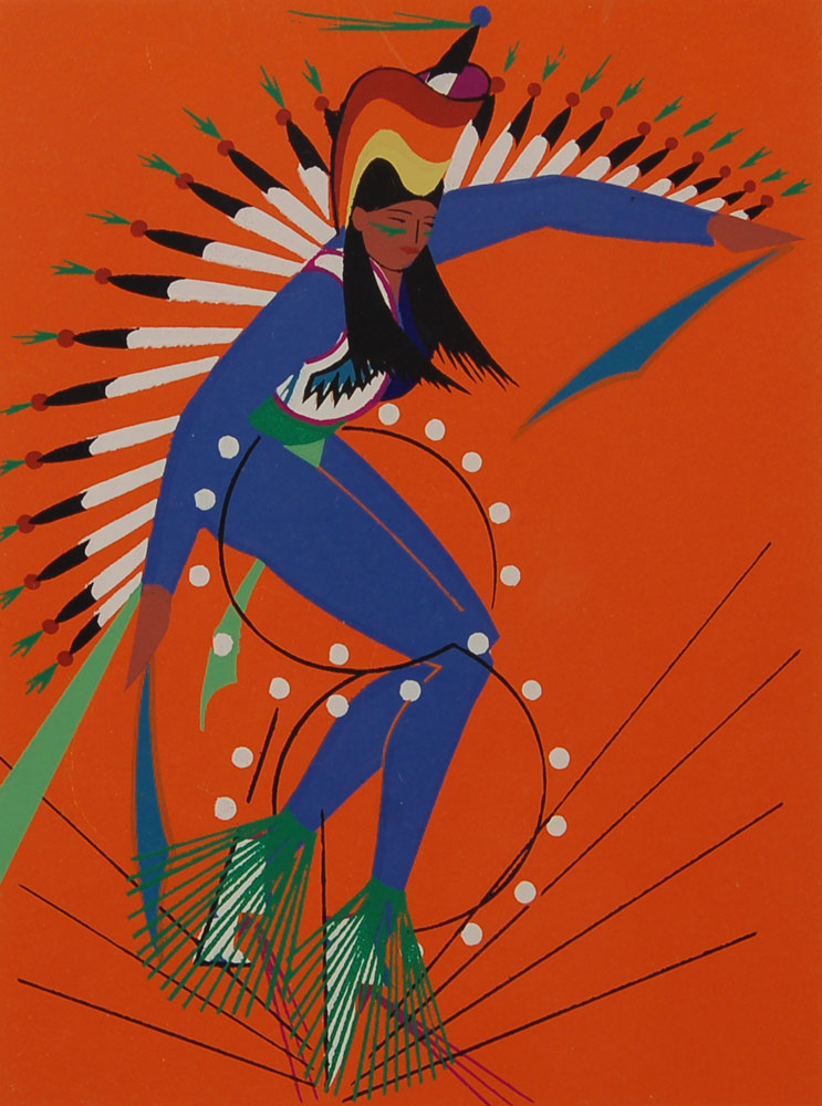 Sold at Auction: BLUE JAY NATIVE AMERICAN EAGLE DANCER PAINTING