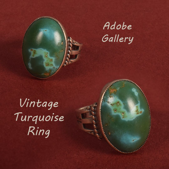 Southwest Indian Turquoise Jewelry Ring C4102-19 - Adobe Gallery