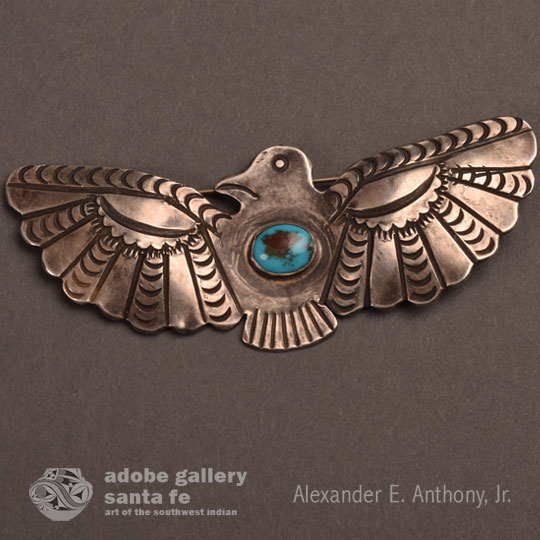 Southwest Indian Turquoise Jewelry Thunderbird Pin 26168 - Adobe