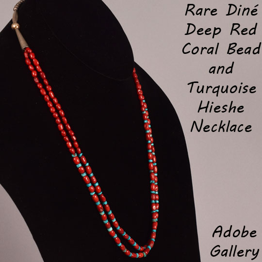 Navajo Native American Coral Jewelry Necklace C4643-04 - Adobe Gallery,  Santa Fe