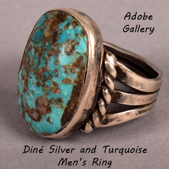 Silver and turquoise mens on sale rings