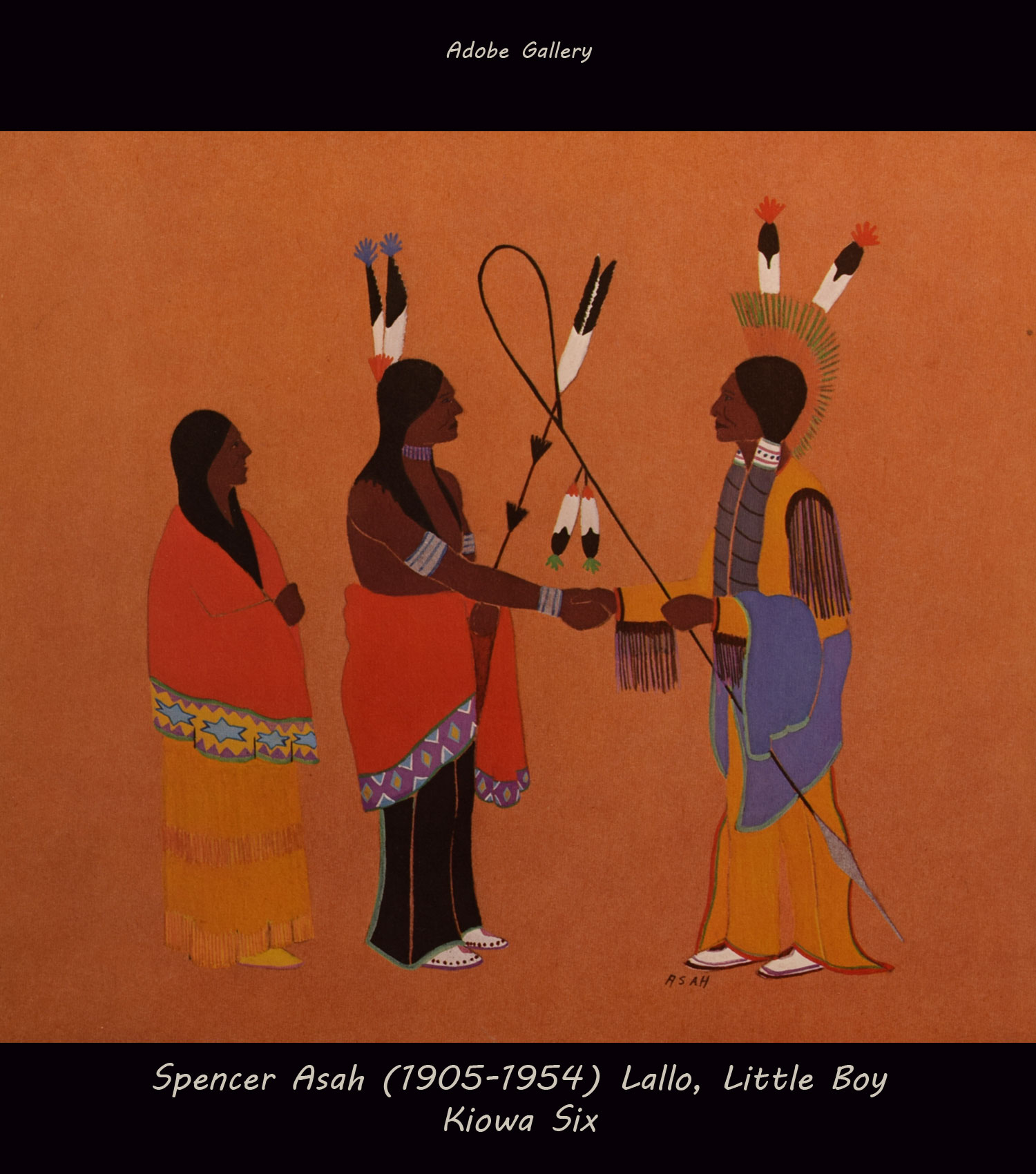 Kiowa Six Southwest Indian ledger art C4500 - Adobe Gallery, Santa Fe