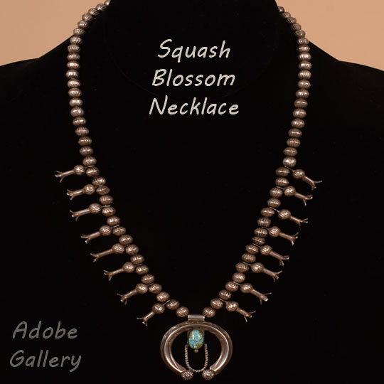 Native American Turquoise Jewelry Silver Necklace C4559D - Adobe