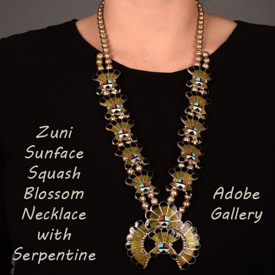 Zuni Style Squash Blossom Necklace sunface Chief 