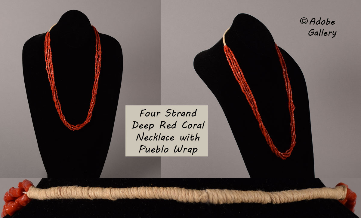 Navajo Native American Coral Jewelry Necklace C4643-04 - Adobe