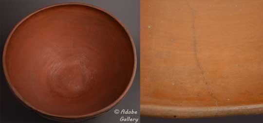 Alternate view of this bowl showing the inside and the stabilized crack area.