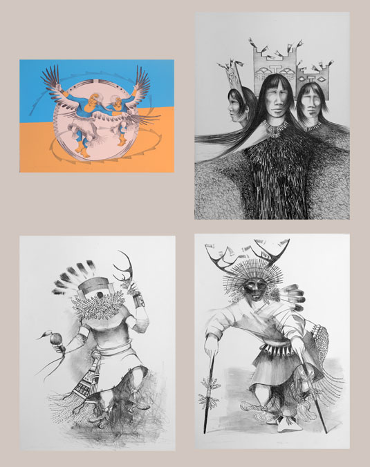 Here are the other 4 images from a suite of five lithographs issued under the title Pueblo Dancers.