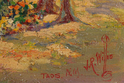 Original Oil Painting of an Adobe Home in Taos - JR Willis signature