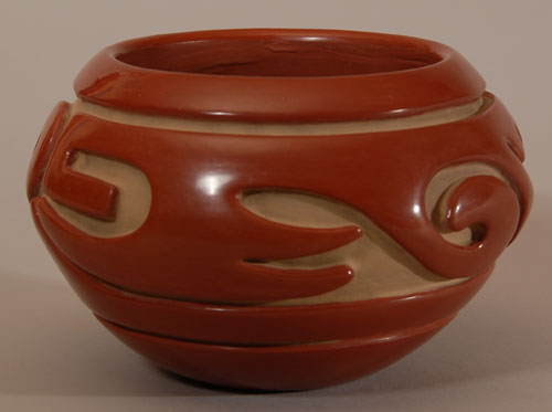 Santa Clara Pueblo Red Carved Jar by Teresita Naranjo 