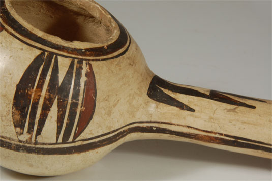 Close up view of this Wonderful Hopi Old Pottery Polychrome Ladle