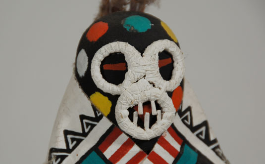 Close up view: Hopi Katsina Doll of Hopi Masau’u Katsina