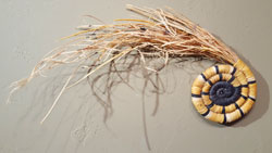 Shown here is an image of how a coiled plaque is made from grasses and yucca.