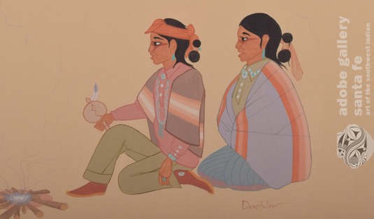 Close up view of a section of this painting young Diné (Navajo Nation) children.