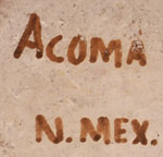 The birds are very much like those by Mary Histia and it is quite likely that this is one of her creations, but it is not signed with her name, only with Acoma N. Mex.