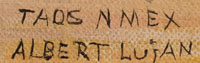 Alternate Signature of artist Albert Lujan, Taos Pueblo Painter