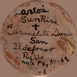 Artist's Signatures of Carmelita and Carlos Dunlap, San Ildefonso Pueblo Potters