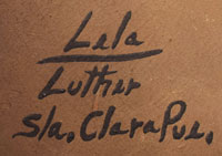 Artists' signature of Lela and Luther Gutierrez, Santa Clara Pueblo Potters