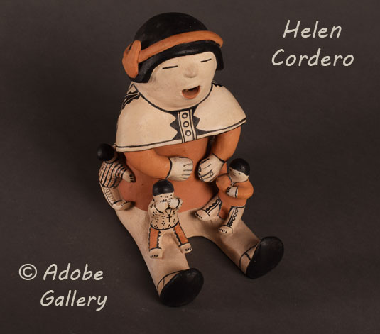 Alternate view of the top view of this Helen Cordero storyteller figurine.
