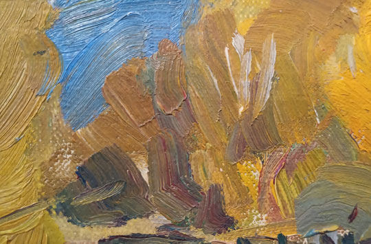 Close-up view of a section of this painting.
