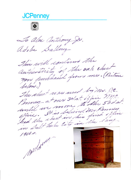 Oak Cabinet from the Office of Mr. J. C. Penney affidavit