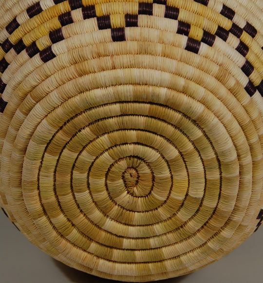 Hopi Second Mesa Very Large Coiled Pictorial Storage Basket - Bottom view