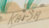 Signature of Percy Tsisete Sandy (1918-1974) Kai-Sa (Red Moon)