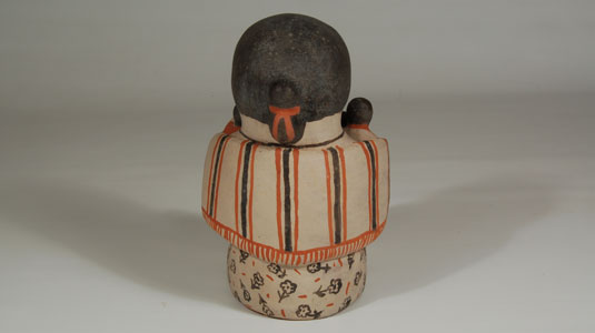 Back view of this pottery figurine