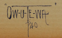 Signature of the artist: Manuel Bob Chavez (1915-2003) Ow-u-Te-Wa