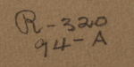 This painting has the indication that it was one of the ones in La Fonda, in that in the lower left, in pencil, is marked R-320 94-A.  Now, of course, this is speculation that it was in room 320 in La Fonda but we have verified that La Fonda has a room #320.