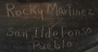 San Ildefonso Pueblo artist Rocky Martinez signature.