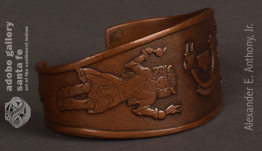 Alternate Side view of this bracelet showing the Buffalo Dancer.