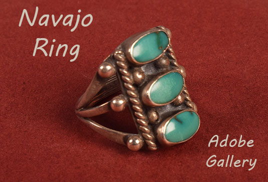 Alternate view of this Navajo-made ring showing the side.