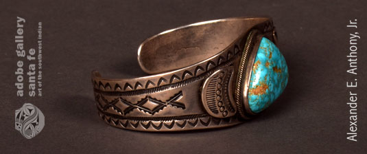 Alternate side view of this bracelet showing the stampwork designs.