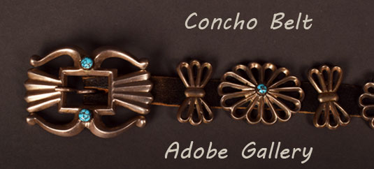 Alternate closeup view of this belt with buckle and conchas.