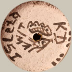 Hallmark signature - initials of artist Kimo DeCora, Isleta Pueblo Potter