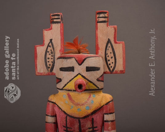 Close up view of the face of this Katsina Doll.
