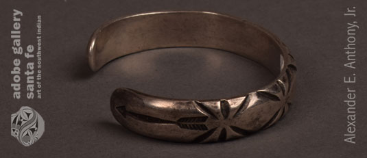 Alternate view of this Navajo silver bracelet.