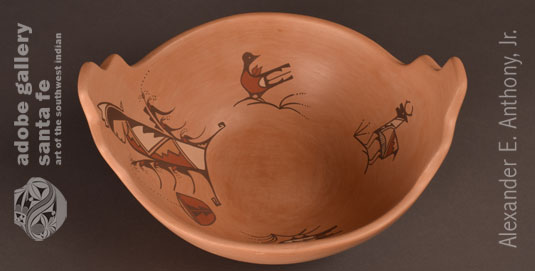 Alternate view of this Jemez Pueblo Terrace rim pottery bowl.