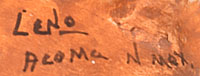 Artist Signature - Juana Leno, Syo-ee-mee Turquoise, Acoma Pueblo Potter