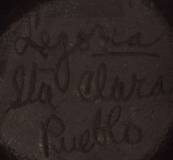 Artist Signature - Legoria Tafoya, Santa Clara Pueblo Potter