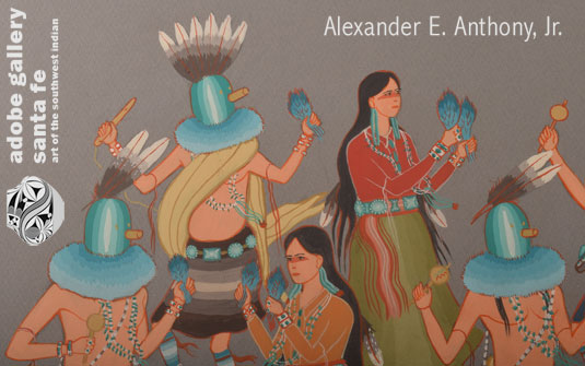 Close up view of a section of this Navajo painting.