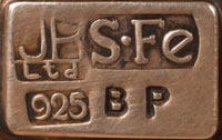 This tray is stamped with a label that states JB Ltd S Fe .925 BP. 