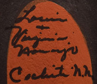 Artists' signatures - Louis and Virginia Naranjo, Cochiti Pueblo Potters